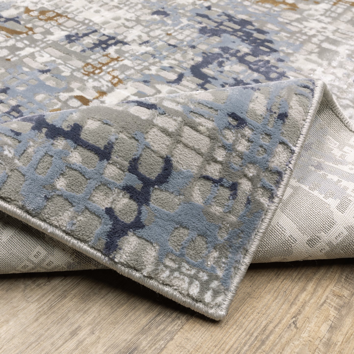 Easton Abstract Blue/ Ivory Cut Pile Rug