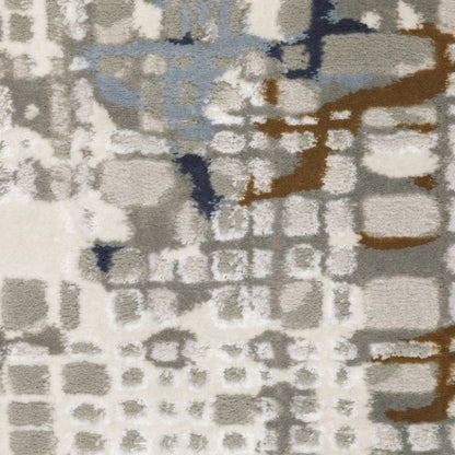 Easton Abstract Blue/ Ivory Cut Pile Rug