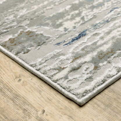 Easton Stripe Beige/ Blue Abstract Cut Pile Rug