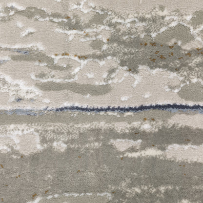 Easton Stripe Beige/ Blue Abstract Cut Pile Rug