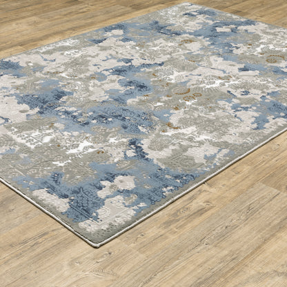 Easton Abstract Beige/ Blue Cut Pile Rug