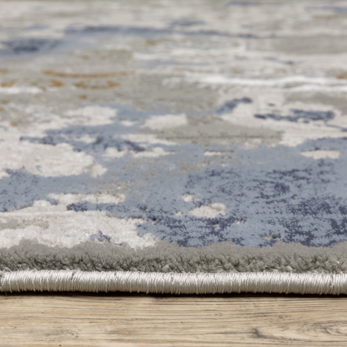 Easton Abstract Beige/ Blue Cut Pile Rug