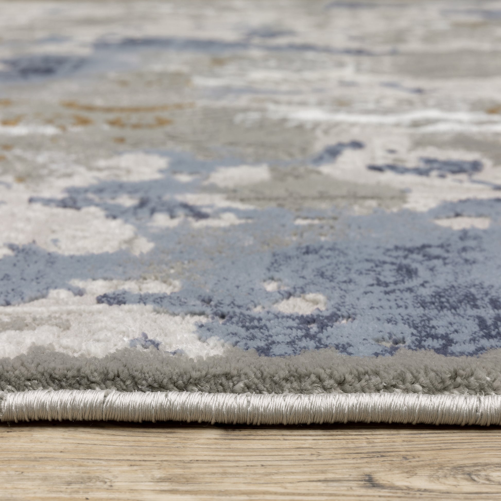 Easton Abstract Beige/ Blue Cut Pile Rug