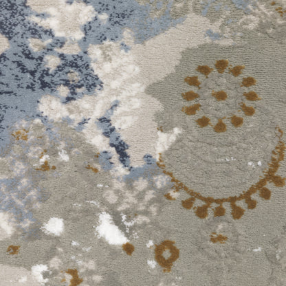 Easton Abstract Beige/ Blue Cut Pile Rug
