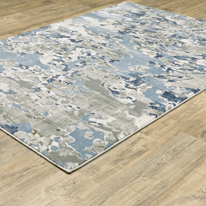 Easton Abstract Grey/ Blue Cut Pile Rug