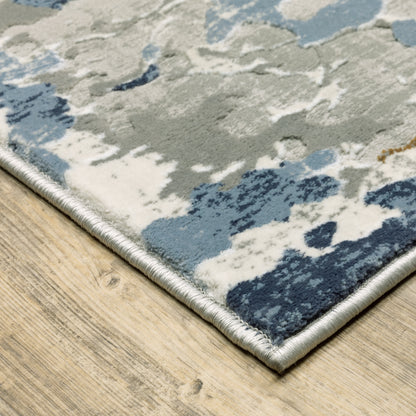 Easton Abstract Grey/ Blue Cut Pile Rug