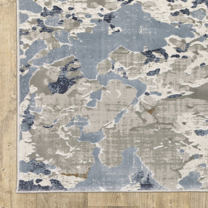 Easton Abstract Grey/ Blue Cut Pile Rug