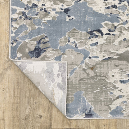 Easton Abstract Grey/ Blue Cut Pile Rug