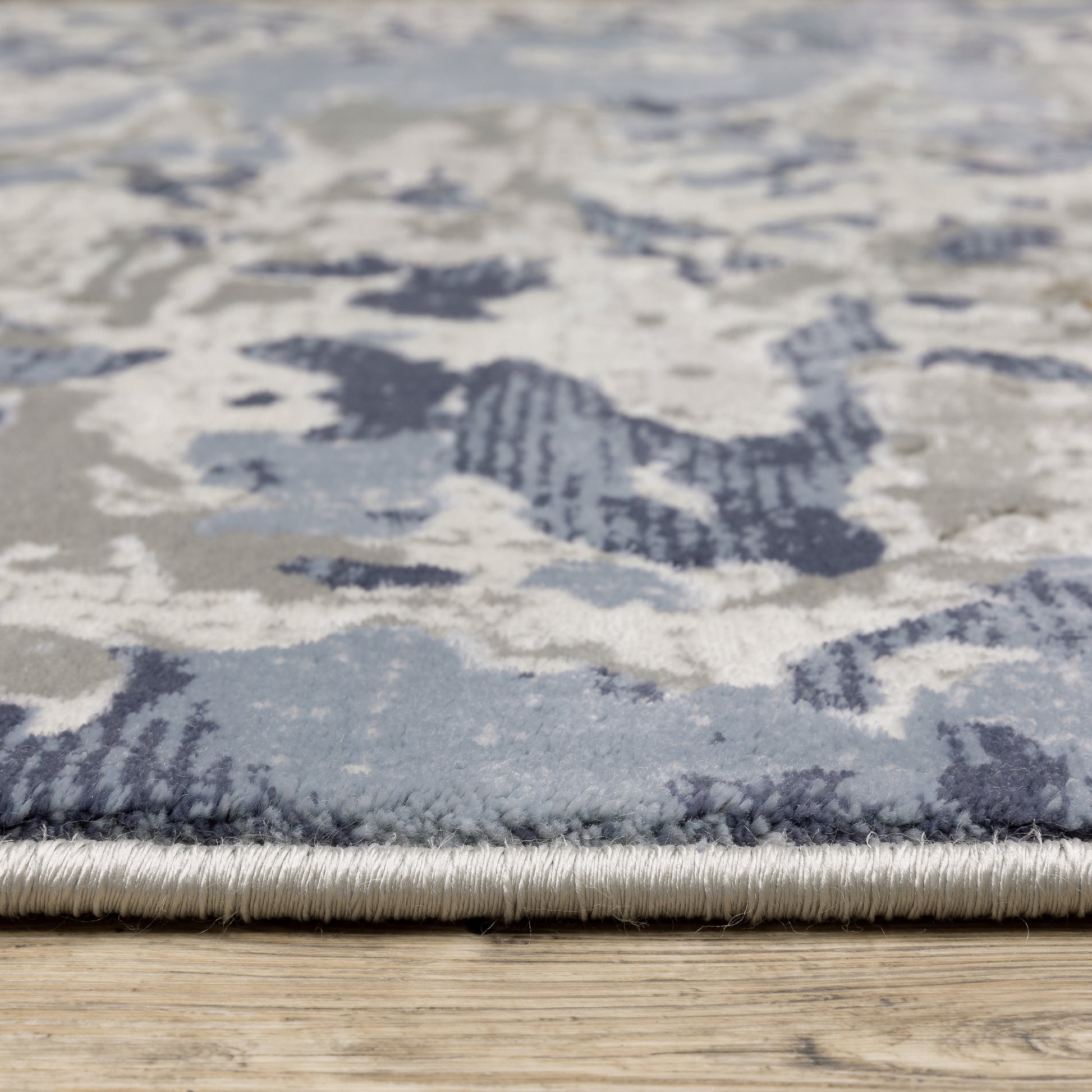 Easton Abstract Grey/ Blue Cut Pile Rug