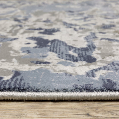 Easton Abstract Grey/ Blue Cut Pile Rug