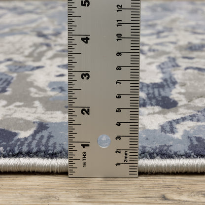 Easton Abstract Grey/ Blue Cut Pile Rug