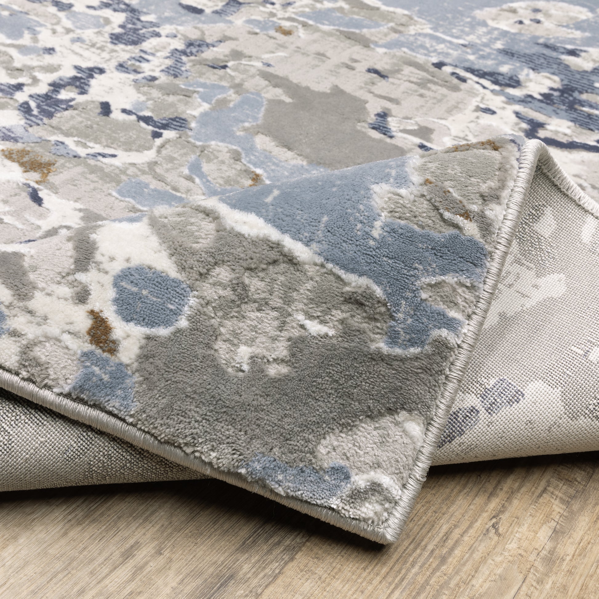 Easton Abstract Grey/ Blue Cut Pile Rug