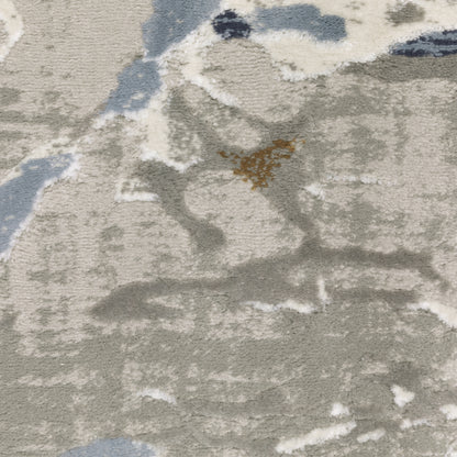 Easton Abstract Grey/ Blue Cut Pile Rug