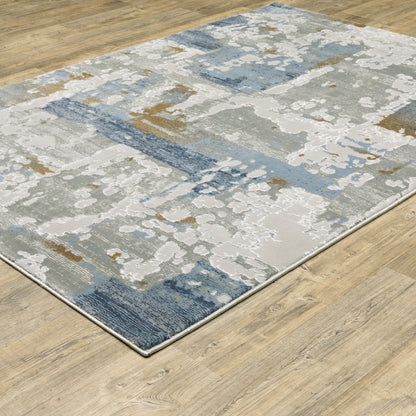 Easton Abstract Grey/ Blue Cut Pile Rug
