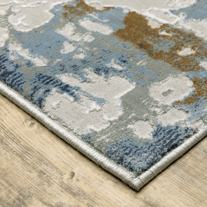 Easton Abstract Grey/ Blue Cut Pile Rug