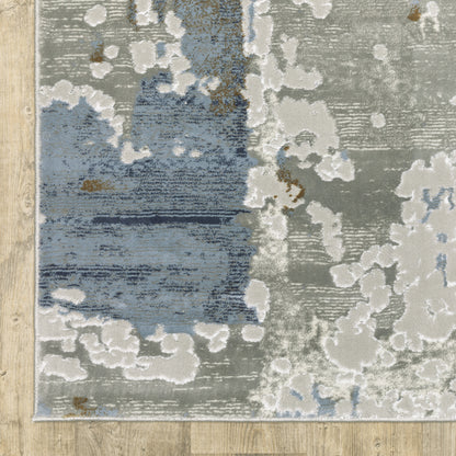 Easton Abstract Grey/ Blue Cut Pile Rug