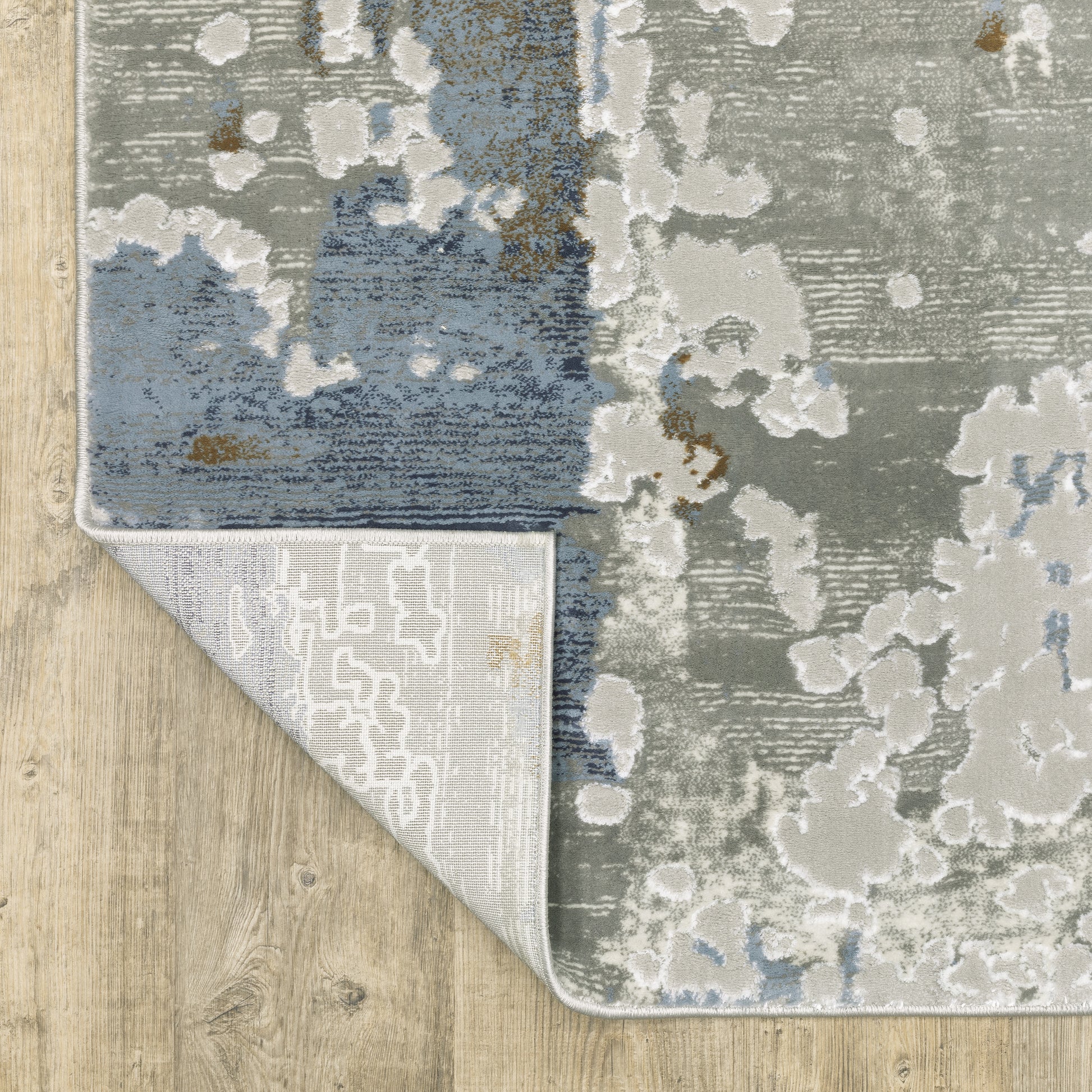 Easton Abstract Grey/ Blue Cut Pile Rug