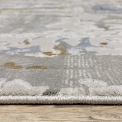 Easton Abstract Grey/ Blue Cut Pile Rug