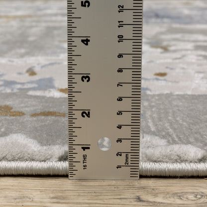 Easton Abstract Grey/ Blue Cut Pile Rug