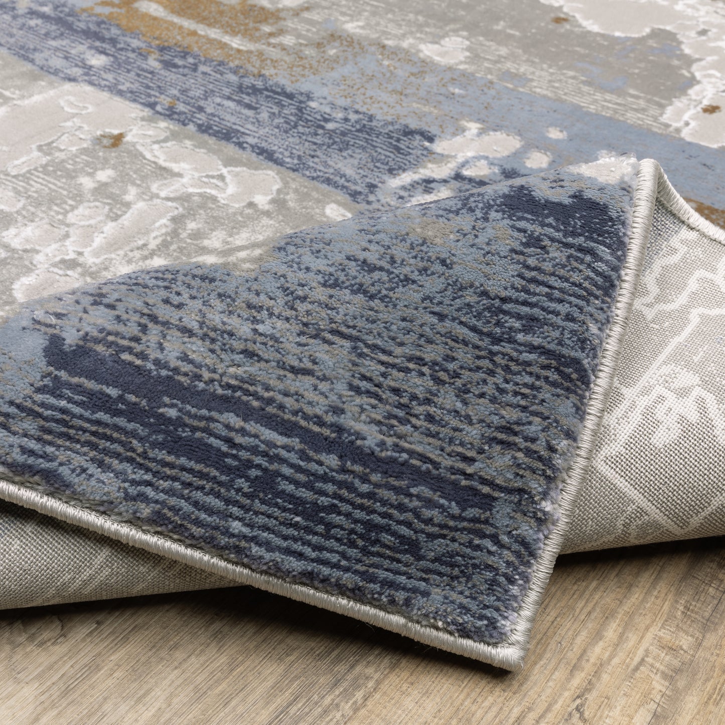 Easton Abstract Grey/ Blue Cut Pile Rug