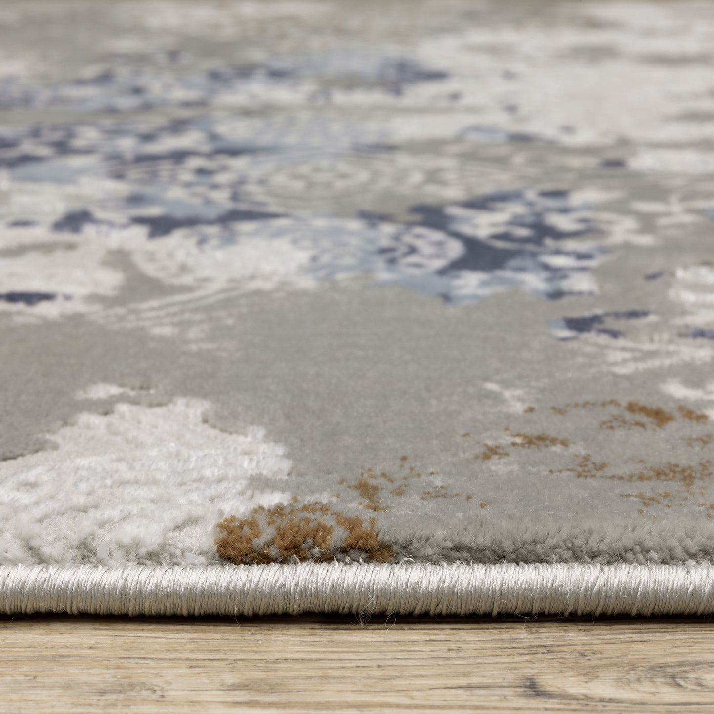 Easton Distressed Grey/ Blue Oriental Cut Pile Rug