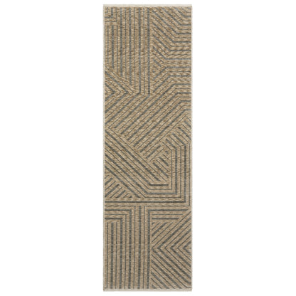 Echo Ech01 Beige/ Grey Stripe Geometric Rug