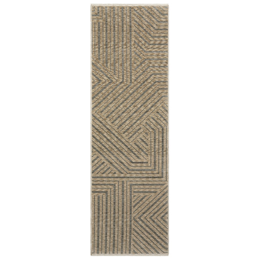 Echo Ech01 Beige/ Grey Stripe Geometric Rug