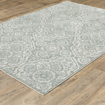 Echo Medallion Green/ Ivory Floral Cut Pile Rug