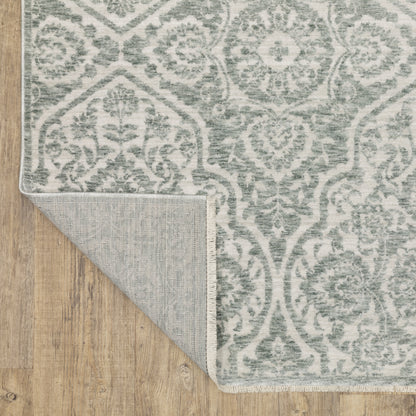Echo Medallion Green/ Ivory Floral Cut Pile Rug