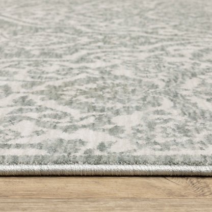 Echo Medallion Green/ Ivory Floral Cut Pile Rug