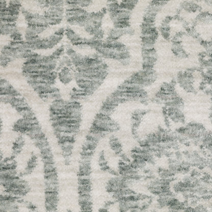 Echo Medallion Green/ Ivory Floral Cut Pile Rug