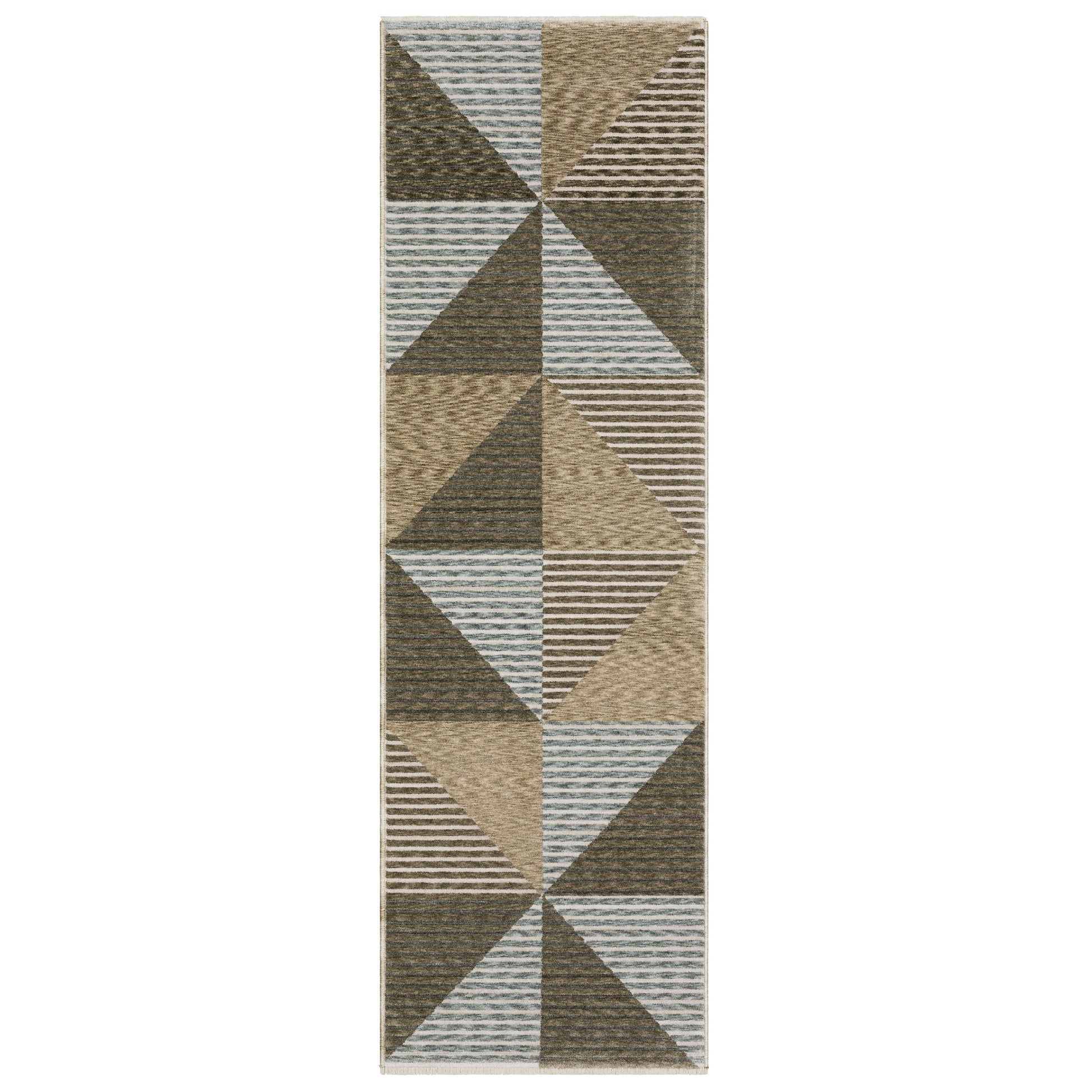 Echo Ech04 Beige/ Grey Stripe Geometric Rug