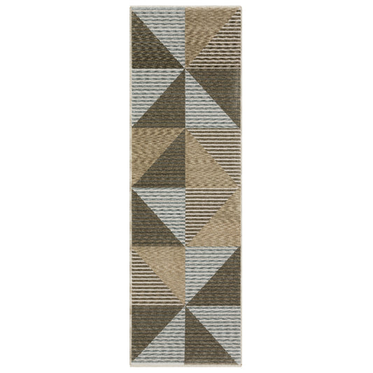 Echo Ech04 Beige/ Grey Stripe Geometric Rug