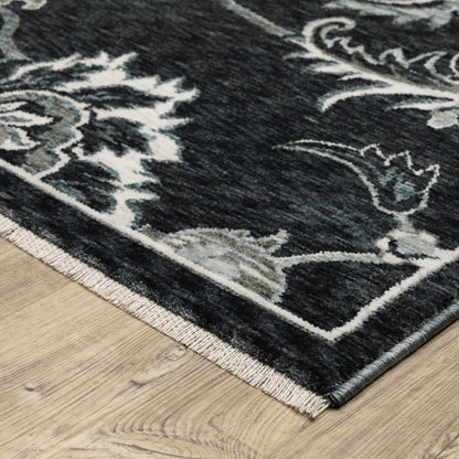 Echo Floral Blue/ Ivory Cut Pile Rug