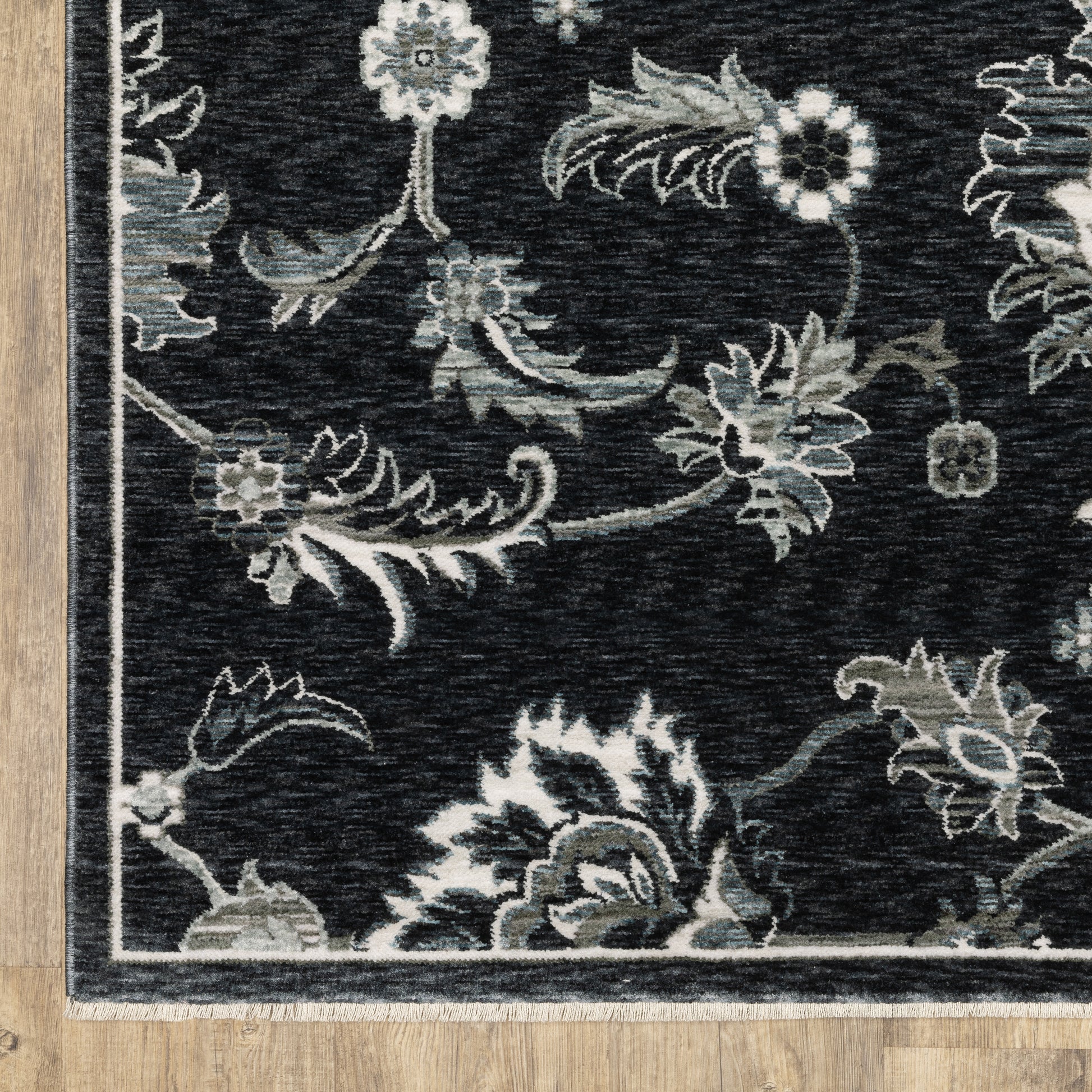 Echo Floral Blue/ Ivory Cut Pile Rug