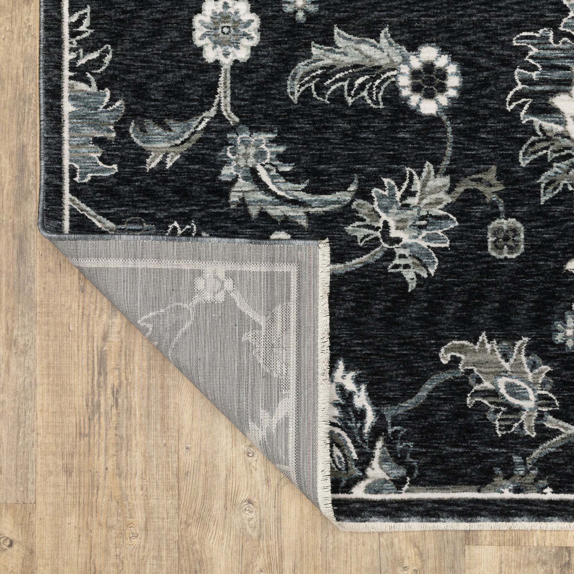 Echo Floral Blue/ Ivory Cut Pile Rug