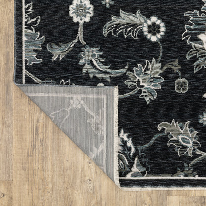 Echo Floral Blue/ Ivory Cut Pile Rug