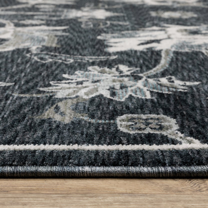 Echo Floral Blue/ Ivory Cut Pile Rug