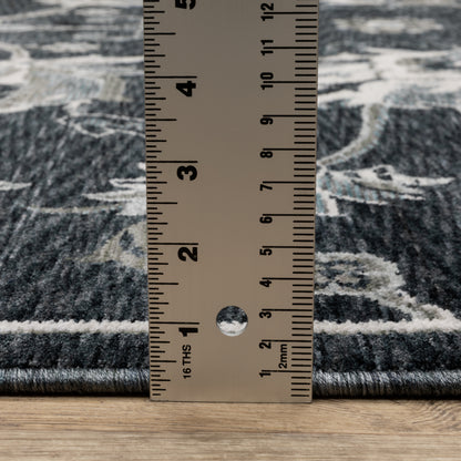 Echo Floral Blue/ Ivory Cut Pile Rug