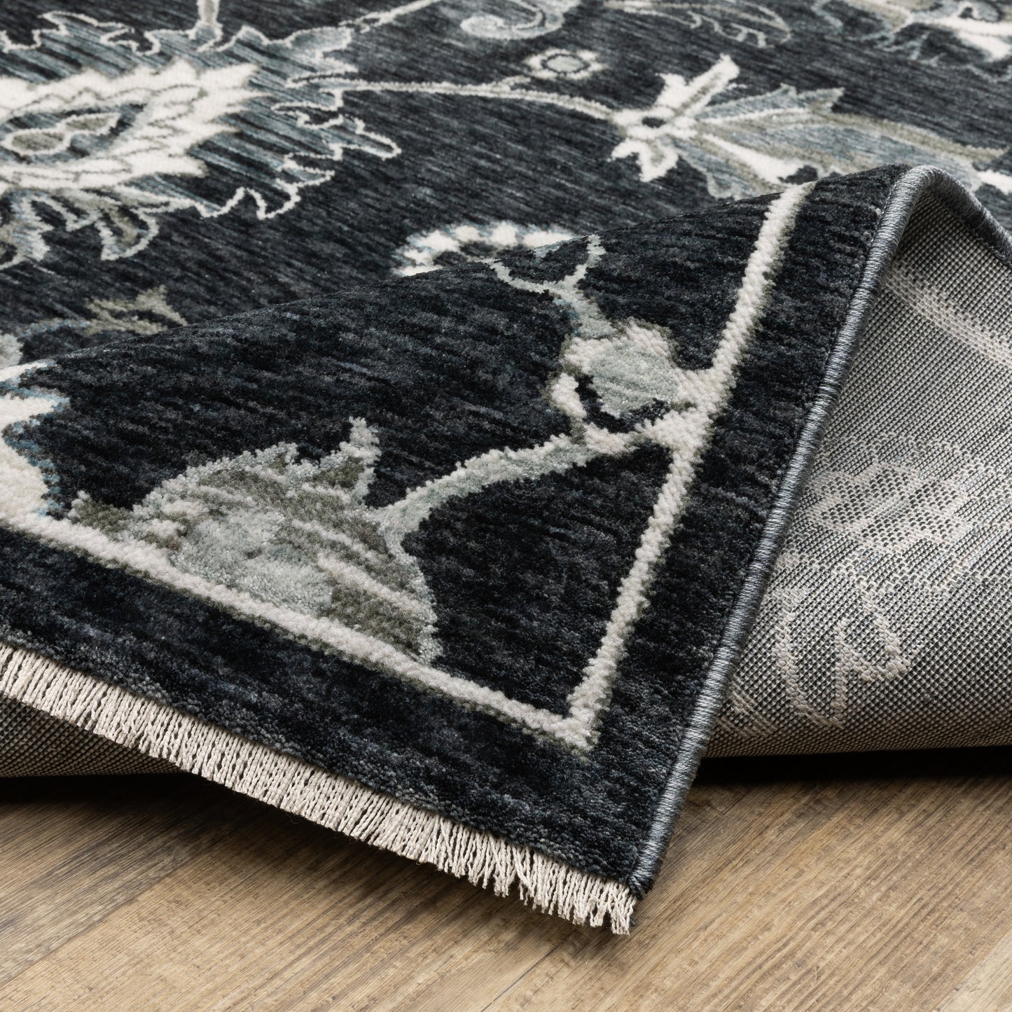 Echo Floral Blue/ Ivory Cut Pile Rug