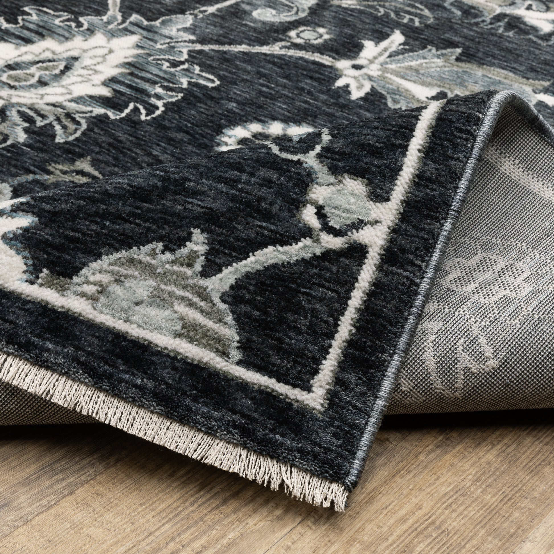 Echo Floral Blue/ Ivory Cut Pile Rug