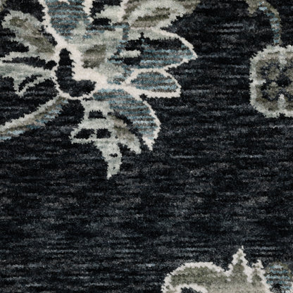 Echo Floral Blue/ Ivory Cut Pile Rug
