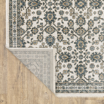 Echo Floral Ivory/ Blue Cut Pile Rug
