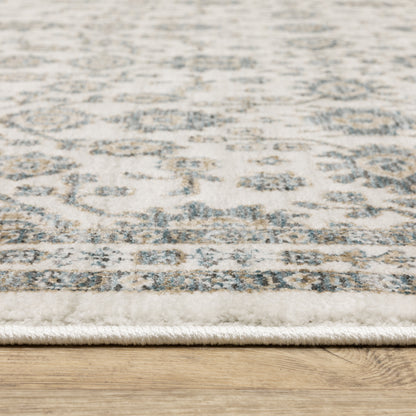 Echo Floral Ivory/ Blue Cut Pile Rug