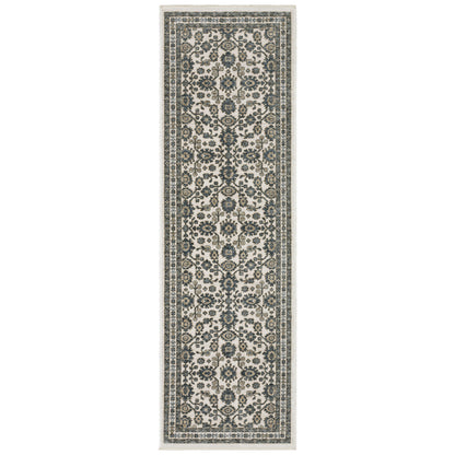 Echo Ech06 Ivory/ Blue Floral Rug