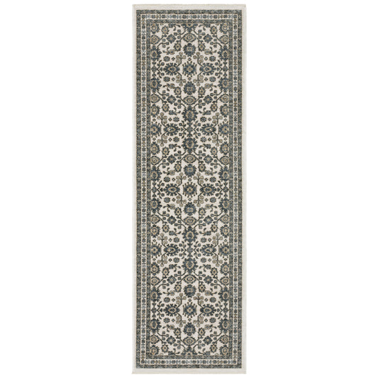 Echo Ech06 Ivory/ Blue Floral Rug