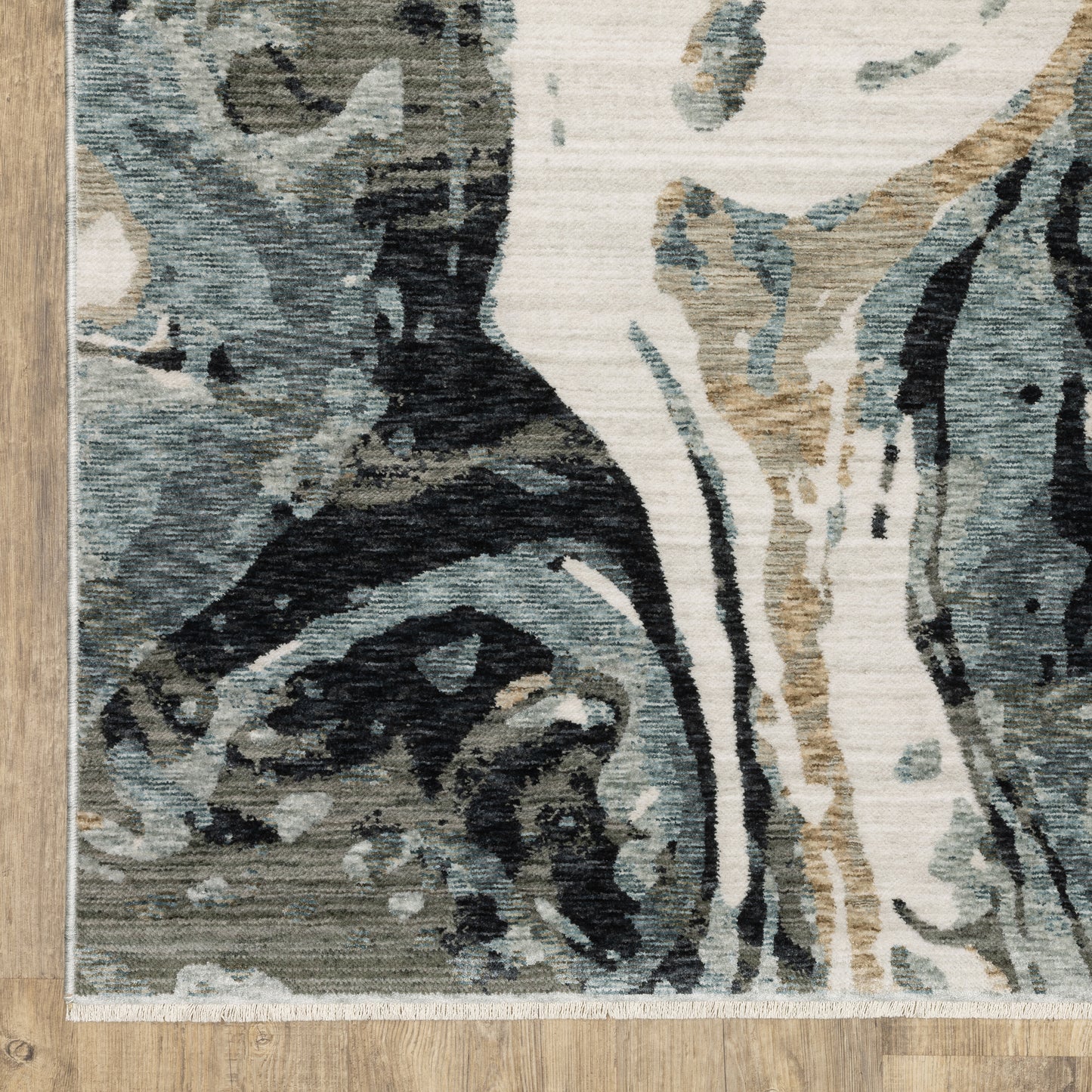Echo Abstract Blue/ Ivory Cut Pile Rug