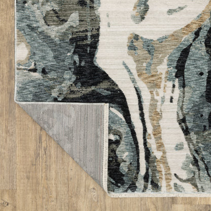 Echo Abstract Blue/ Ivory Cut Pile Rug