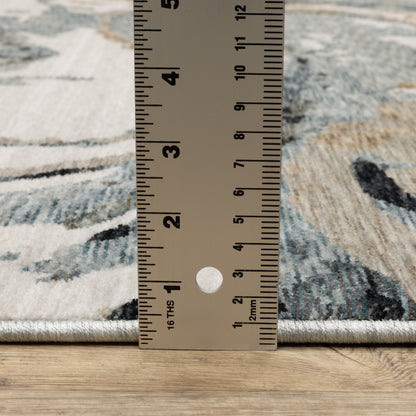 Echo Abstract Blue/ Ivory Cut Pile Rug