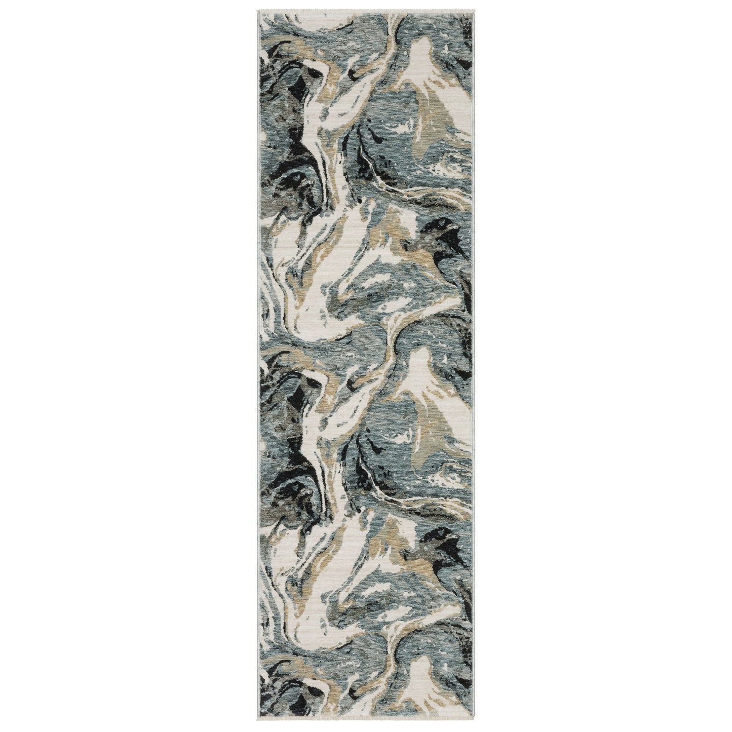 Echo Ech07 Blue/ Ivory Abstract Rug